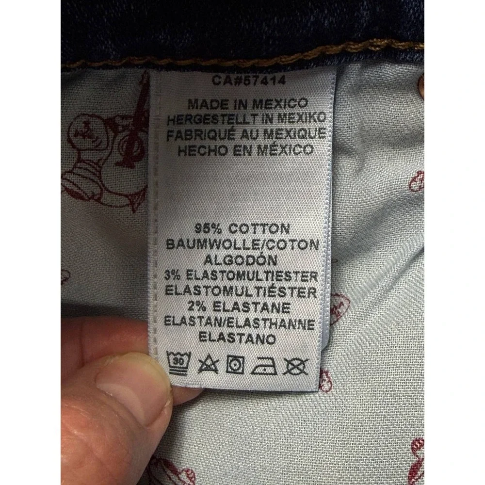 True Religion Jeans Men's 34 Straight Flap Brown Gold Stitching Blue Denim
